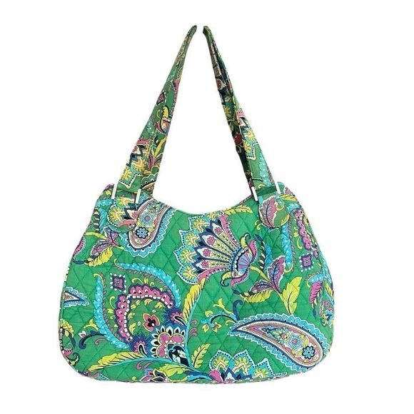 Vera Bradley Handbag/Purse. Emerald Paisley Pattern. Excellent Used Condition. - Picture 3 of 7